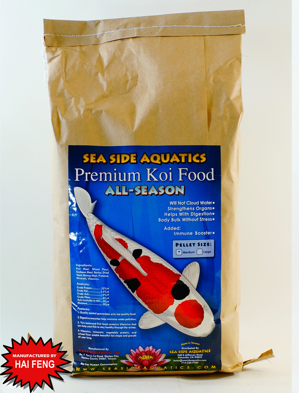 SeaSide Aquatics Made By Hai Feng All Season Koi Food 5kg Large
